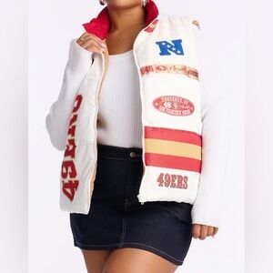 49ers Women's Plue Size White and Red Puffer Vest 3X NWT